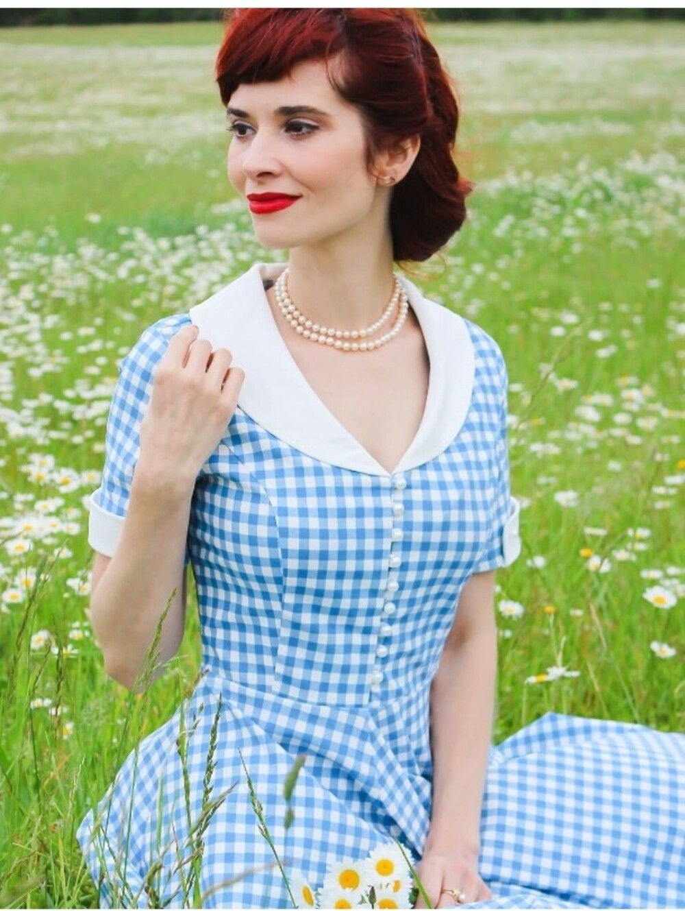 Gown Town 1950s Style Cap Collar Swing Stretchy Dress Pockets Sizd Medium